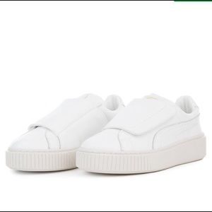 Puma Basket Platform Big Velcro Strap in White